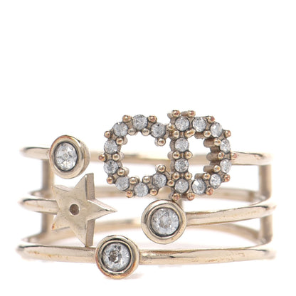 Christian Dior Metal Crystal Shiny-D Ring L Gold 1 of 10