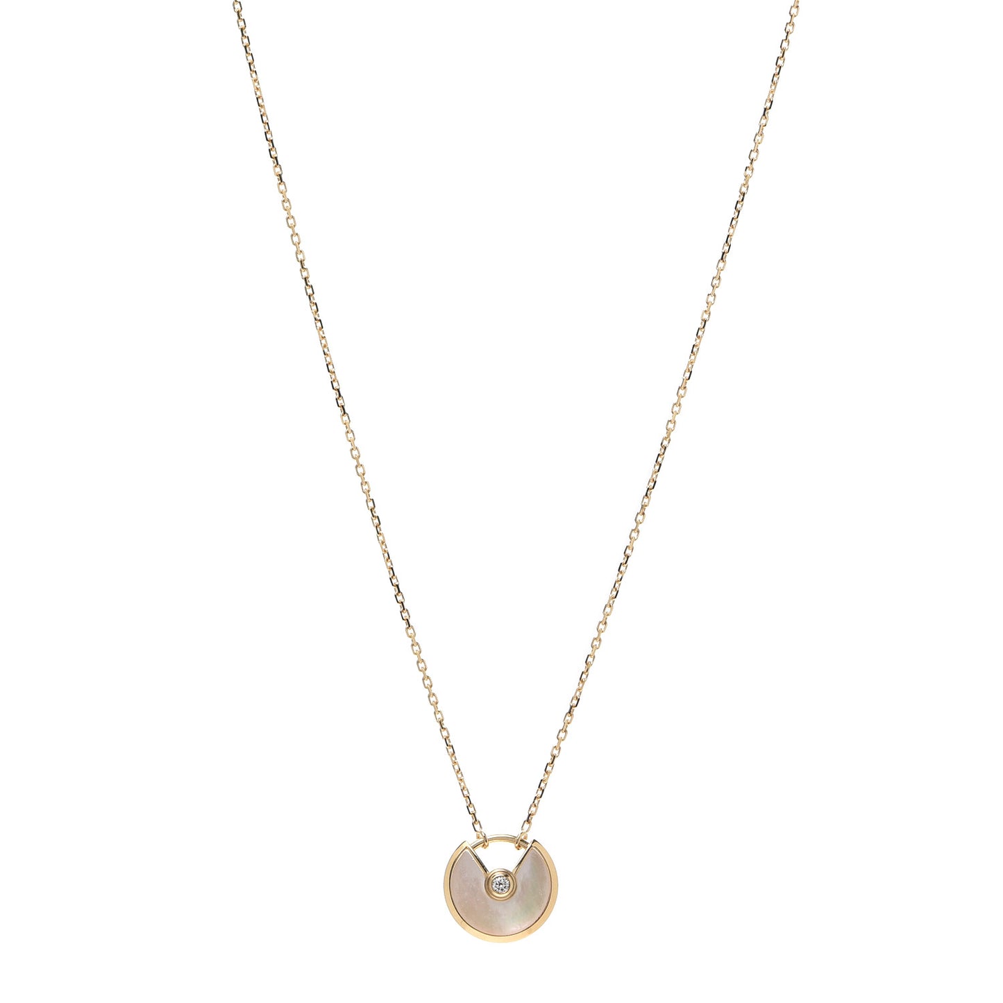 18K Yellow Gold Diamond Mother of Pearl XS Amulette de Cartier Pendant Necklace
