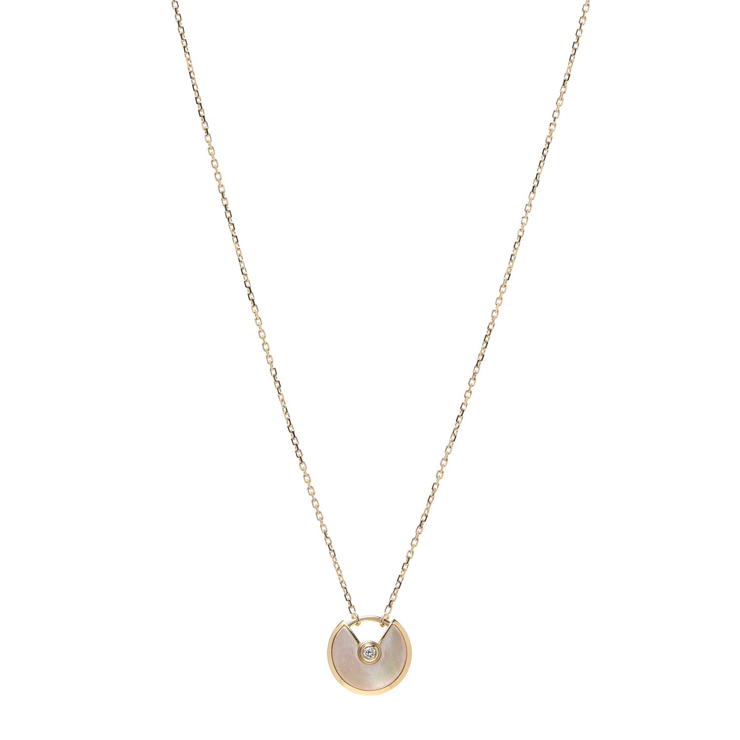 Cartier 18K Yellow Gold Diamond Mother of Pearl XS Amulette de Cartier Pendant Necklace 1 of 6