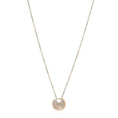 Cartier 18K Yellow Gold Diamond Mother of Pearl XS Amulette de Cartier Pendant Necklace 1 of 6