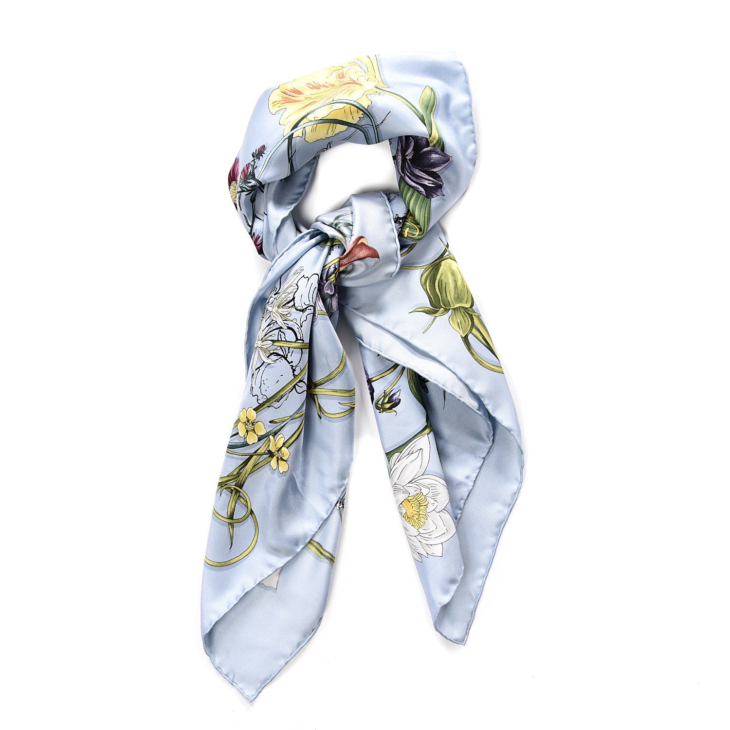 Gucci Silk Flora Infinity Chrissy Square Scarf Blue 2 of 6