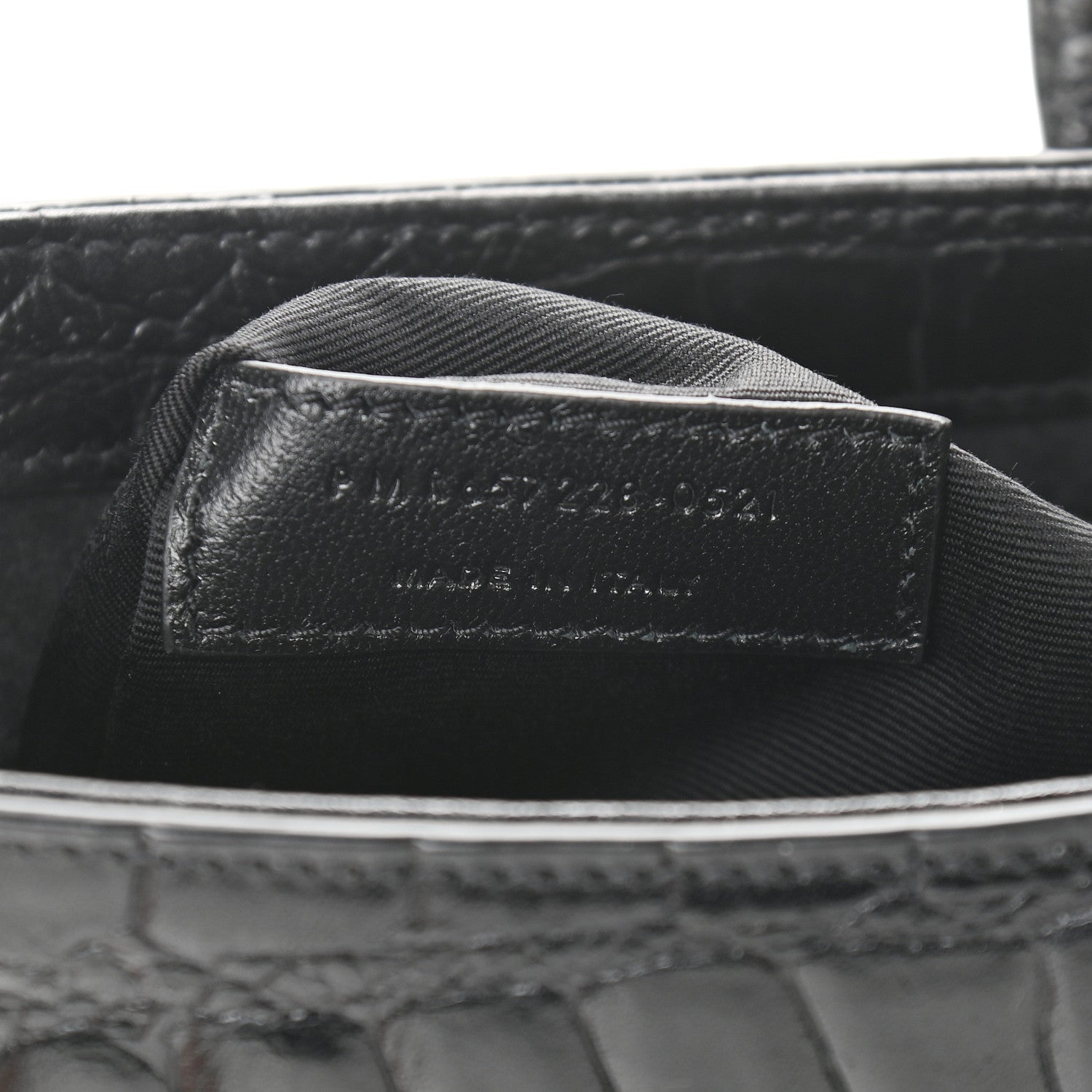 Saint Laurent Calfskin Crocodile Embossed Le 5 A 7 Hobo Black 7 of 9