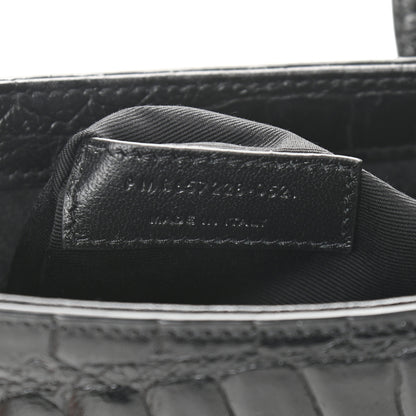 Saint Laurent Calfskin Crocodile Embossed Le 5 A 7 Hobo Black 7 of 9