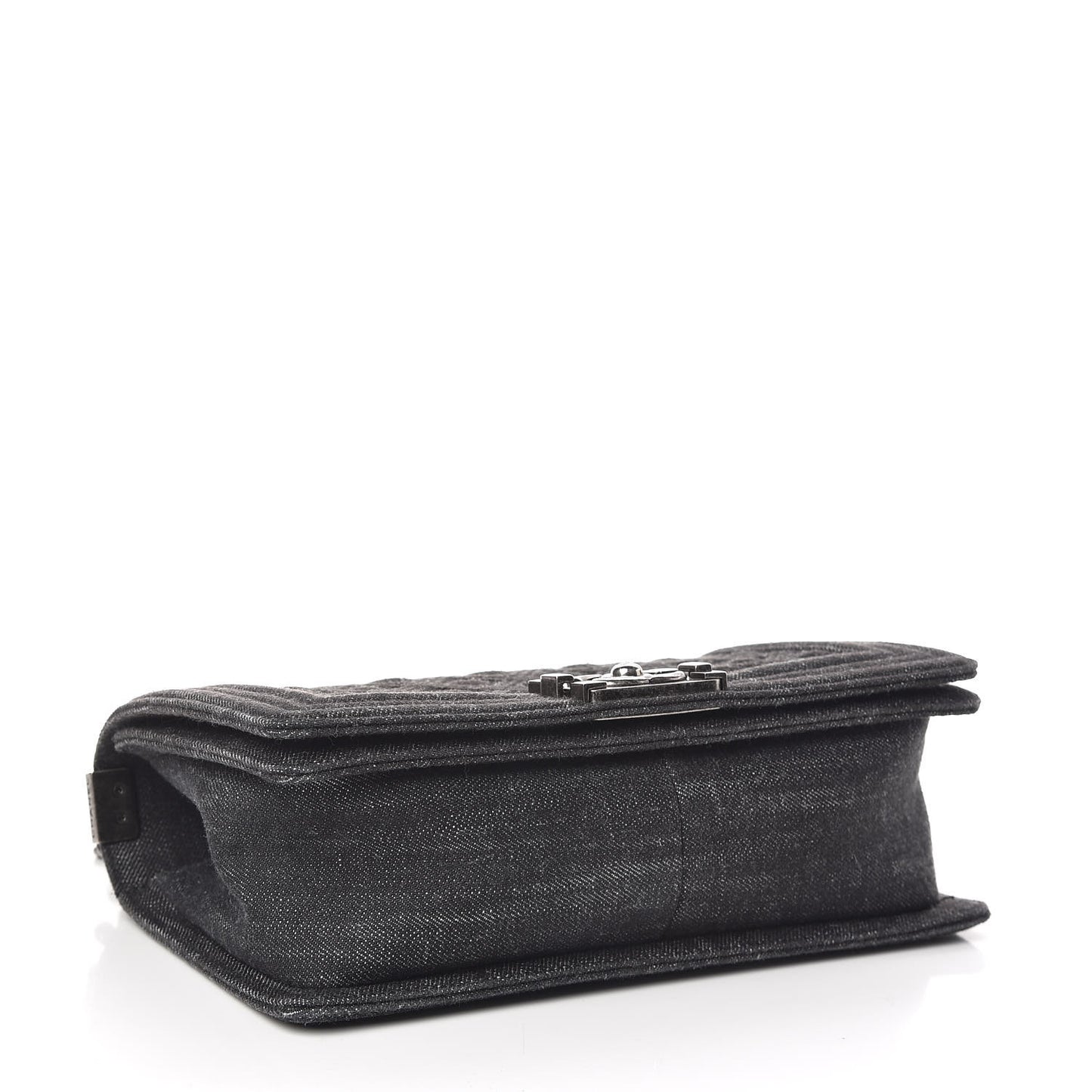 Denim Quilted Medium Boy Flap Black