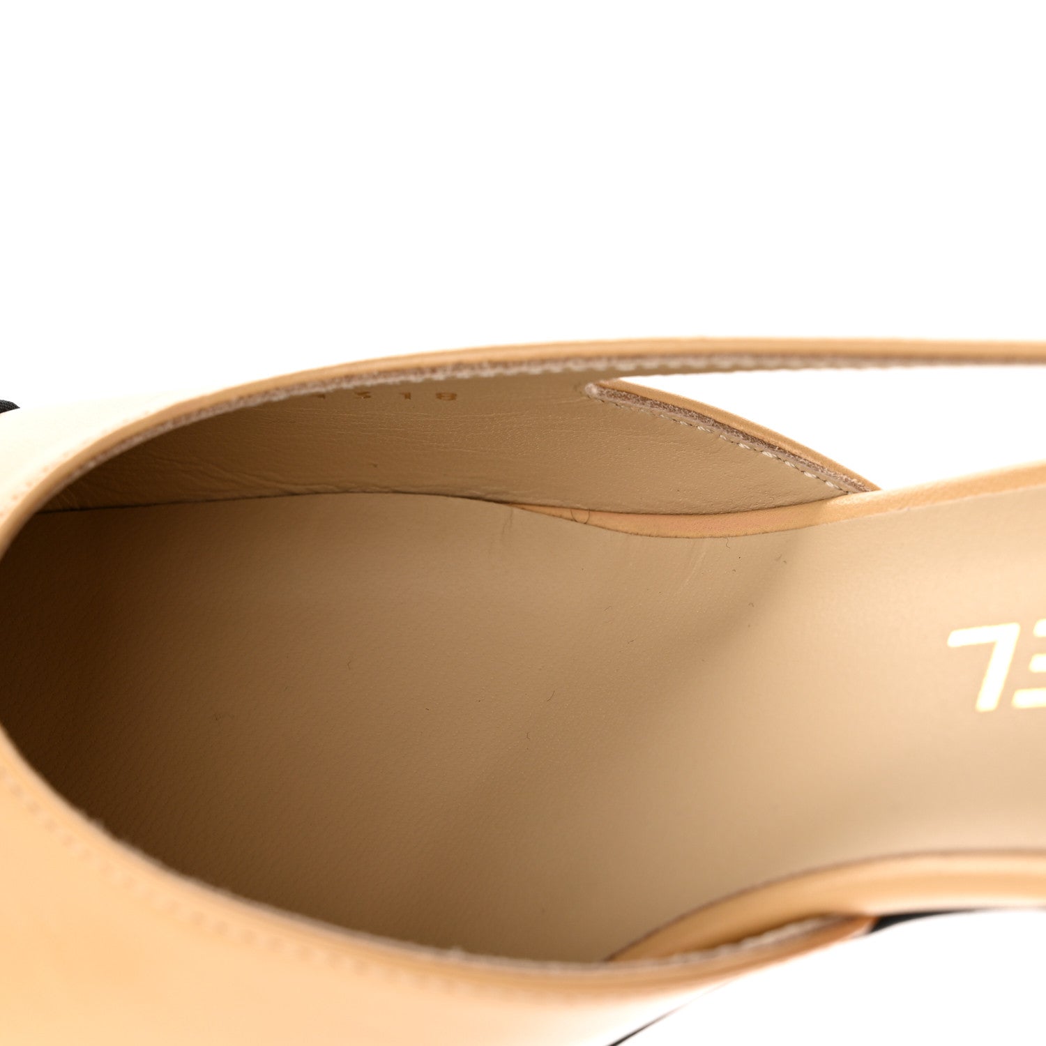 Chanel Goatskin Grosgrain Cap Toe CC Slingback Pumps 37.5 Beige Black 10 of 11