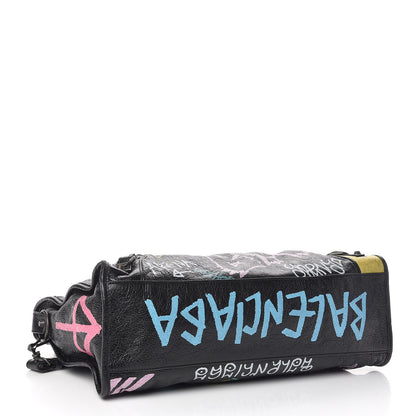 Balenciaga Agneau Graffiti All Over Classic Hardware City Black Multicolor 4 of 10
