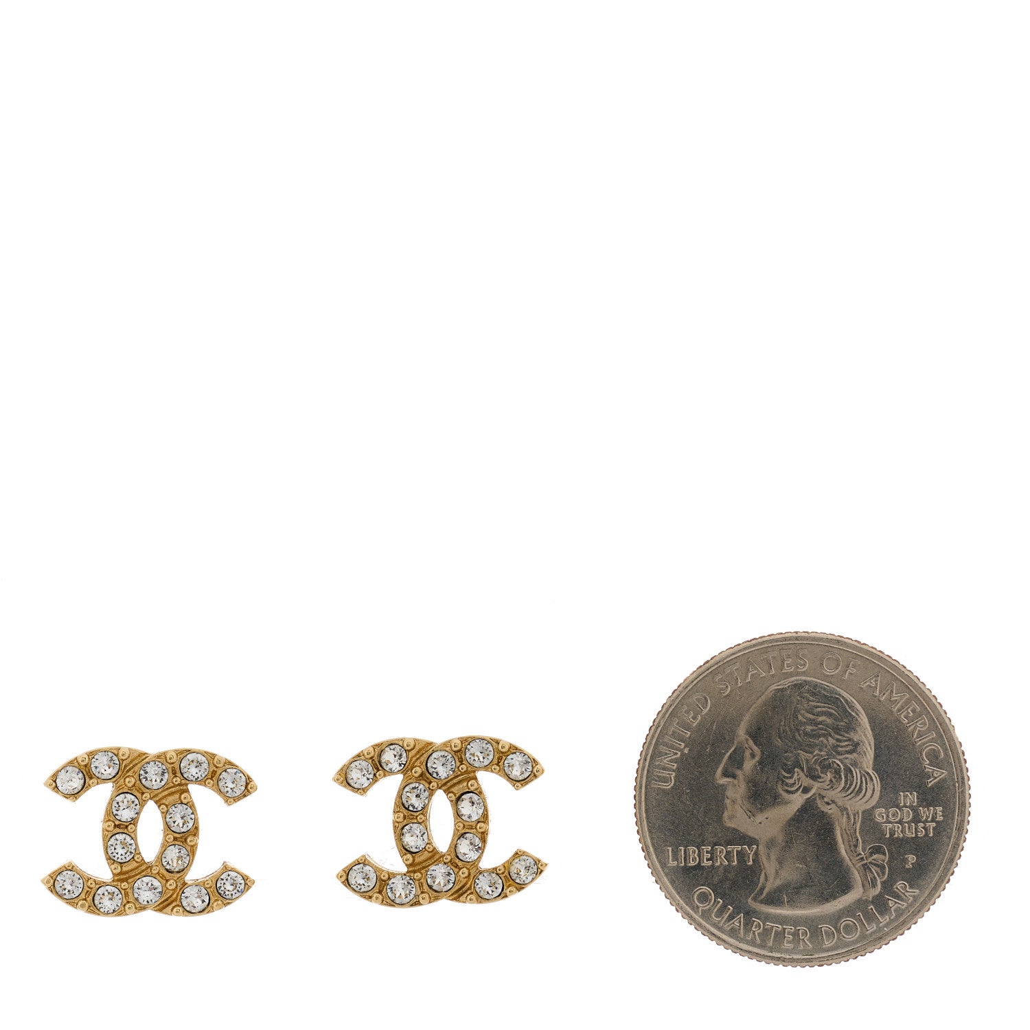Chanel Crystal CC Earrings Gold 2 of 5