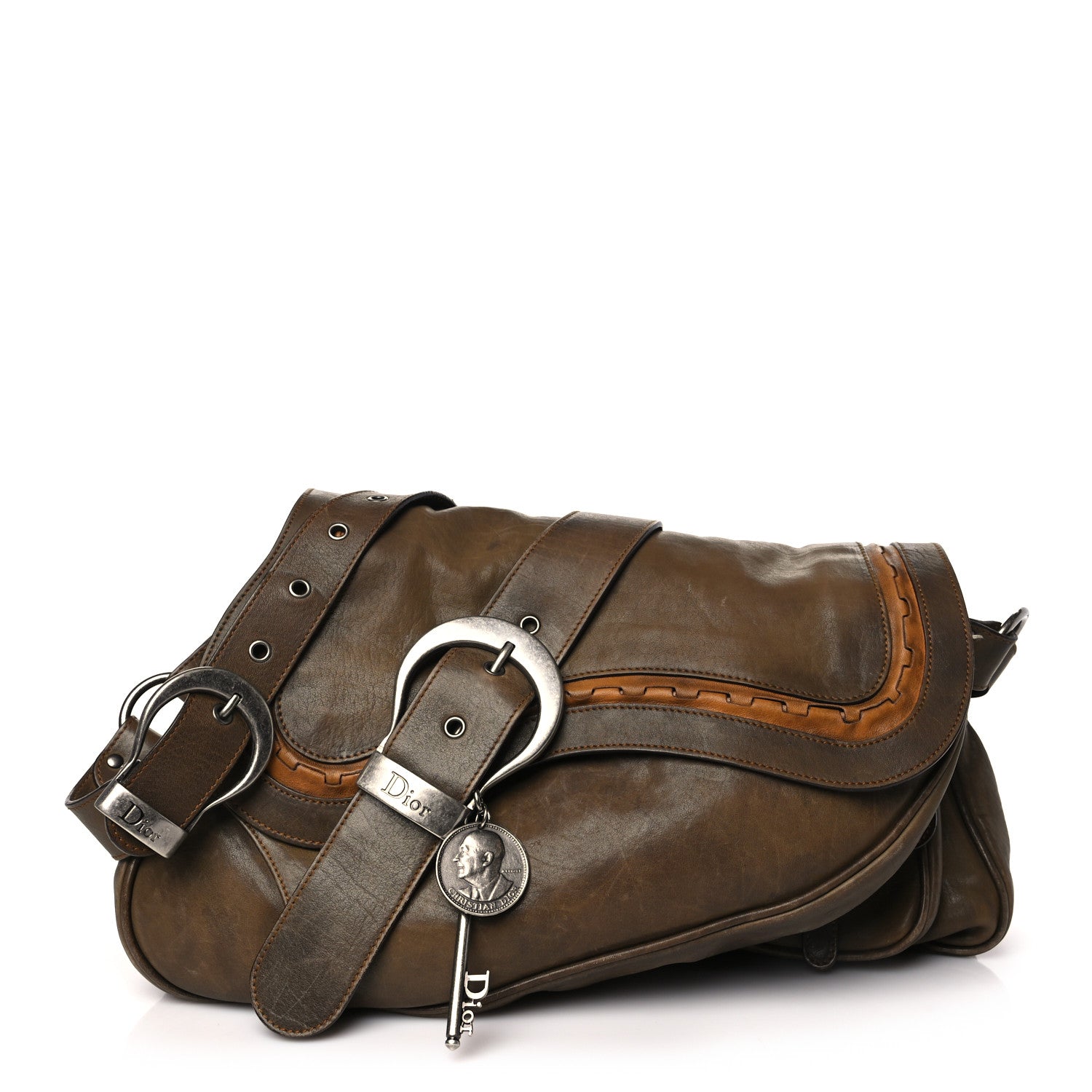 Christian Dior Calfskin Gaucho Double Saddle Bag Brown 1 of 16