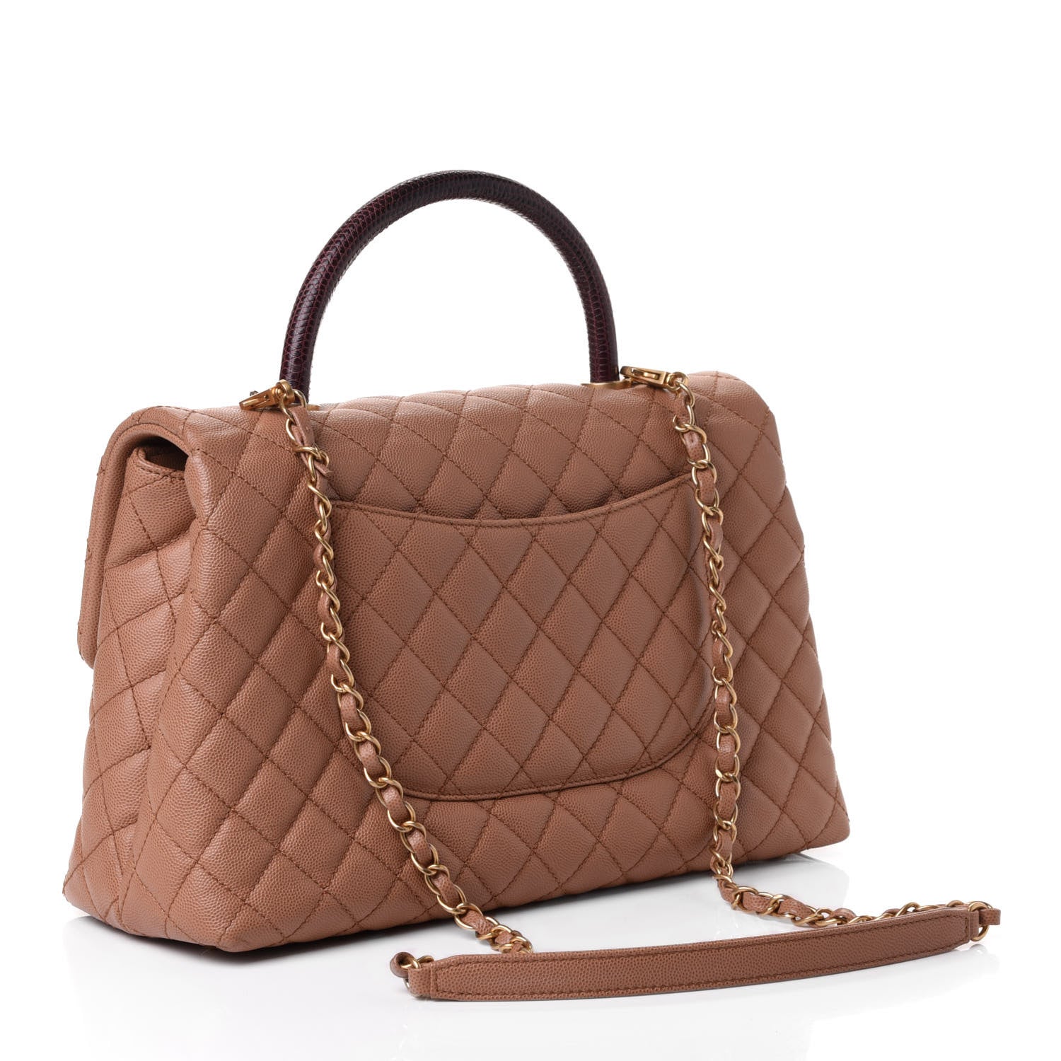 Chanel Caviar Lizard Quilted Medium Coco Handle Flap Beige 2 of 4