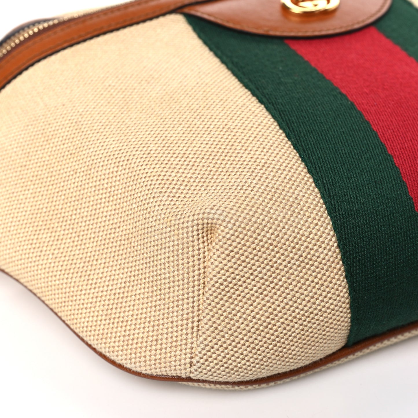 Vintage Canvas Web Belt Bag Sand Cuir