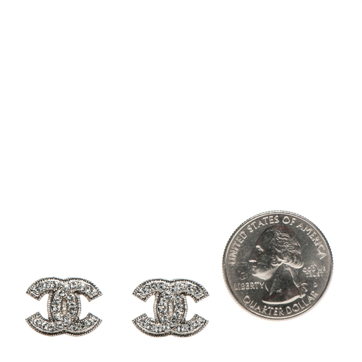 Chanel Crystal CC Earrings Silver 2 of 6