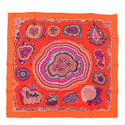 Hermes Silk Pierres Et Cristaux Scarf 90 Orange Rouge Multicolor 1 of 3
