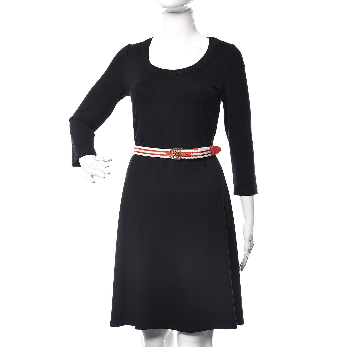 Canvas Striped GG Belt 90 36 White Red