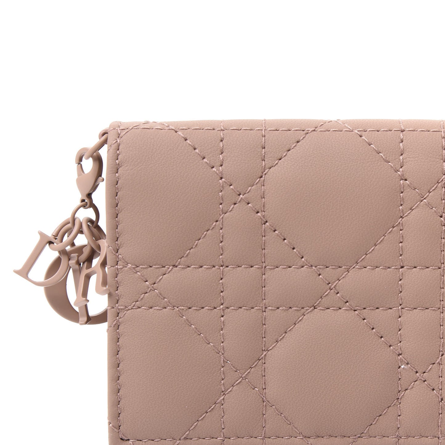 Ultra Matte Calfskin Cannage Small Lady Dior Flap Card Holder Beige