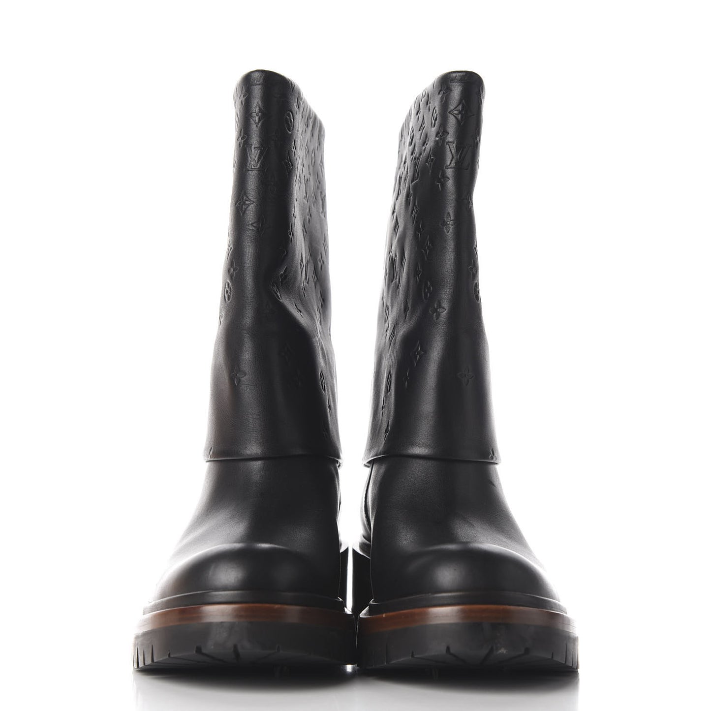 Calfskin Monogram Road Trip Flat Boots 38 Black