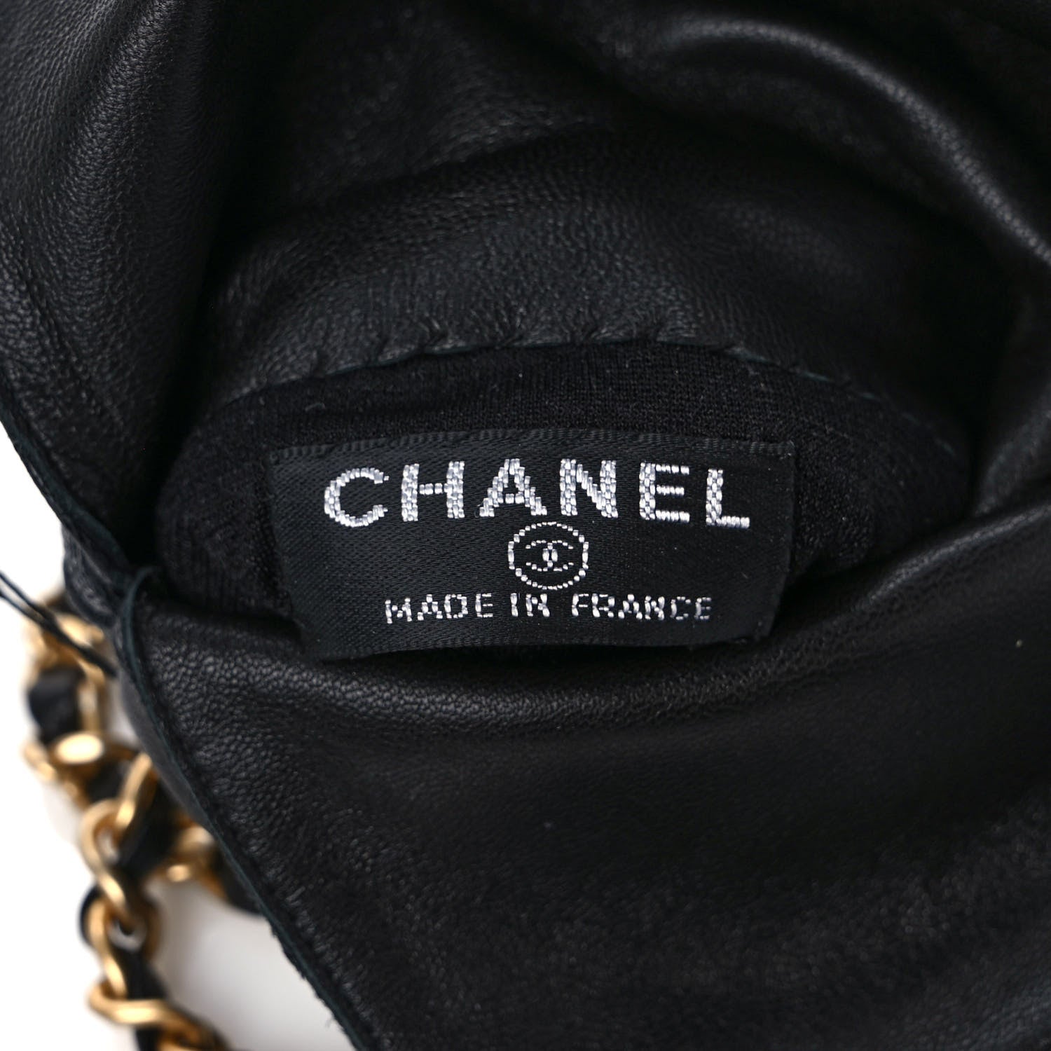 Chanel Lambskin Crocodile Embossed Chain Gloves 7.5 Black 3 of 5