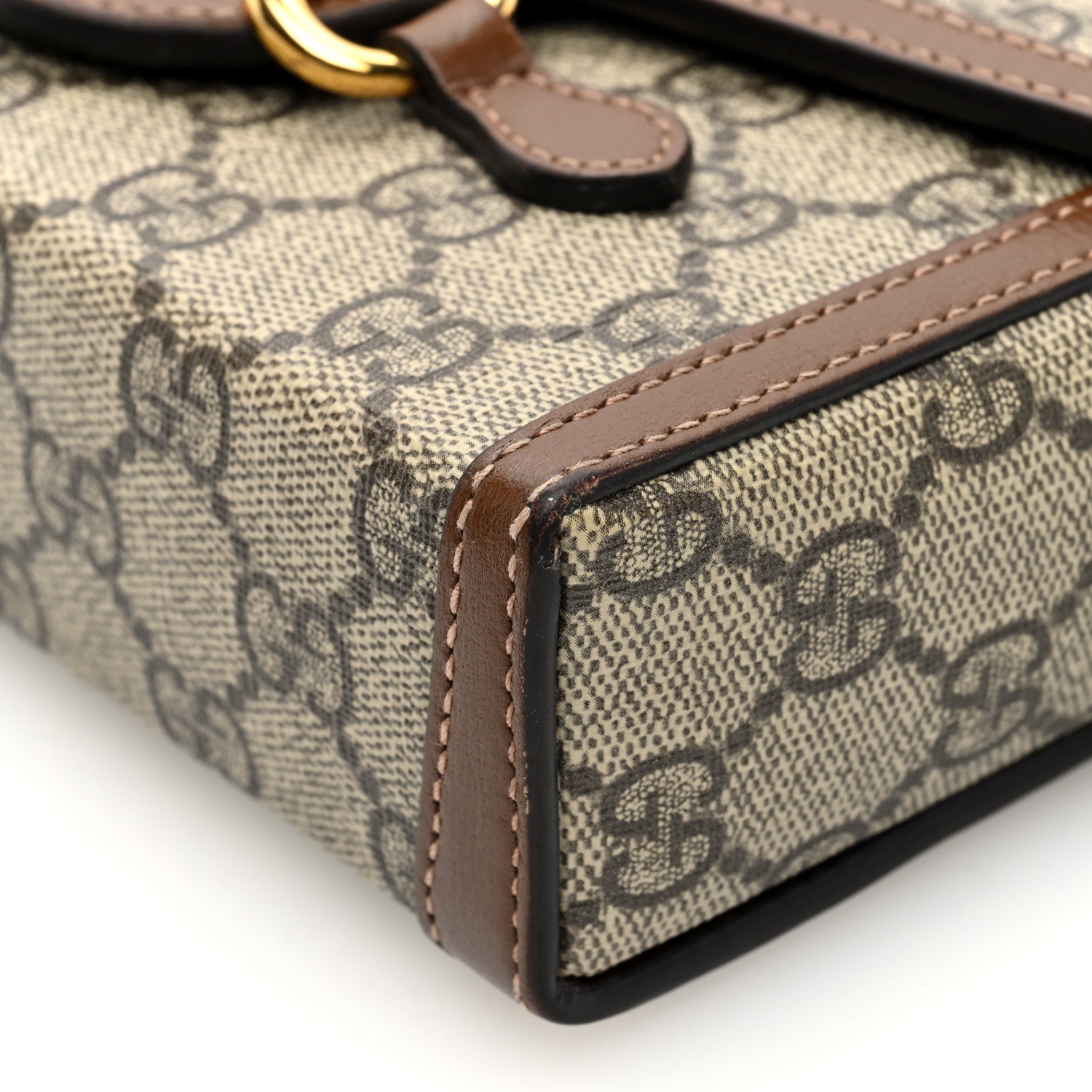 Gucci GG Supreme Monogram Mini Horsebit 1955 Shoulder Bag Beige Brown Sugar 10 of 10