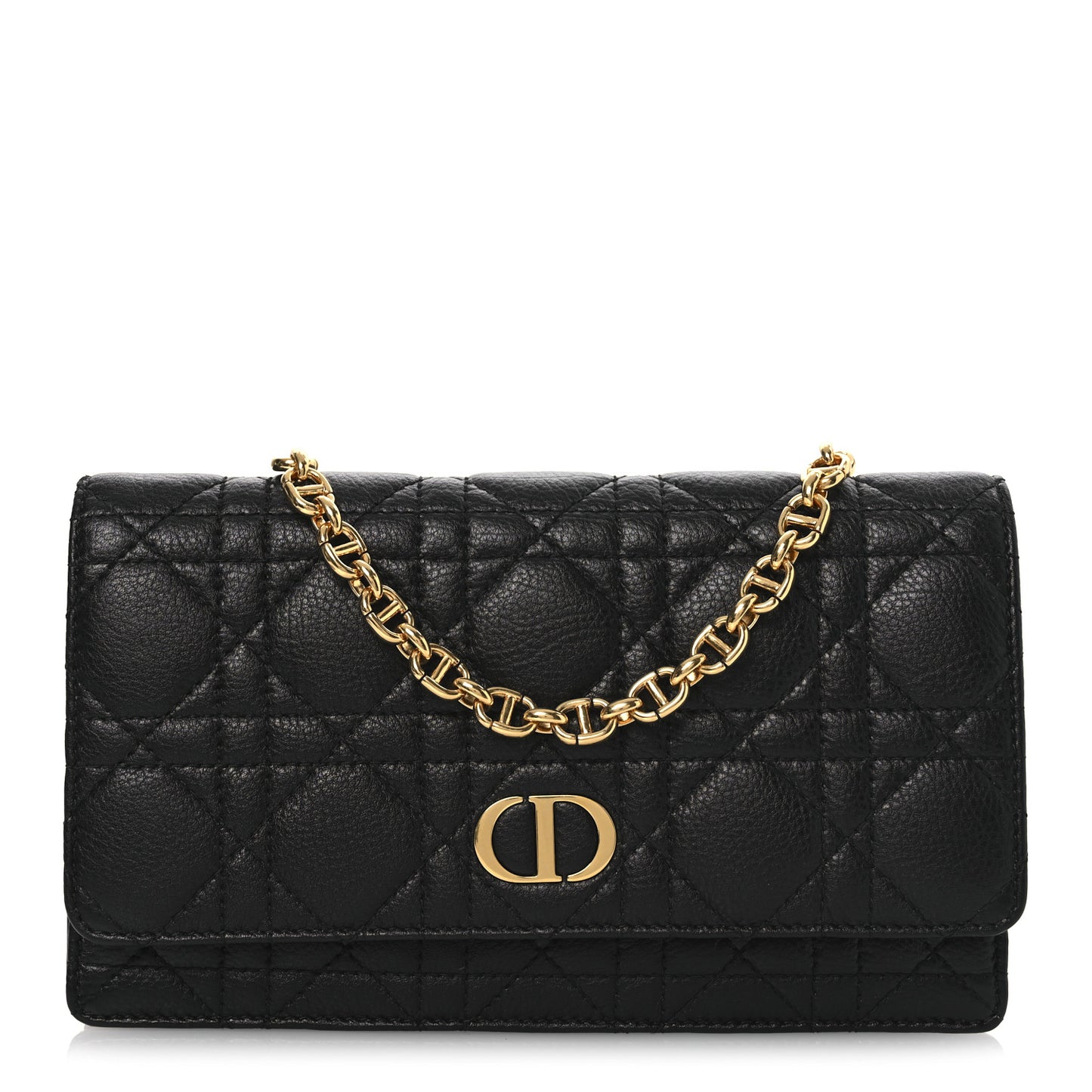 Supple Calfskin Cannage Caro Belt Pouch with Chain  Black Black