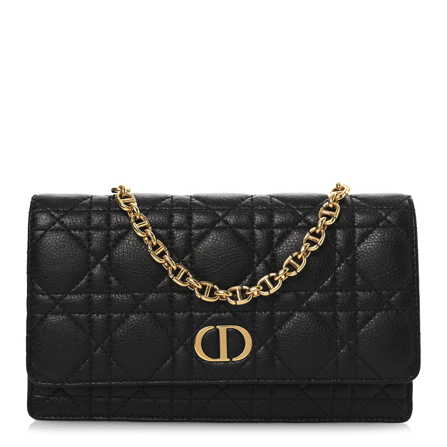 Christian Dior Supple Calfskin Cannage Caro Belt Pouch with Chain  Black Black 1 of 12