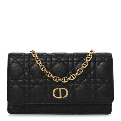 Christian Dior Supple Calfskin Cannage Caro Belt Pouch with Chain  Black Black 1 of 12