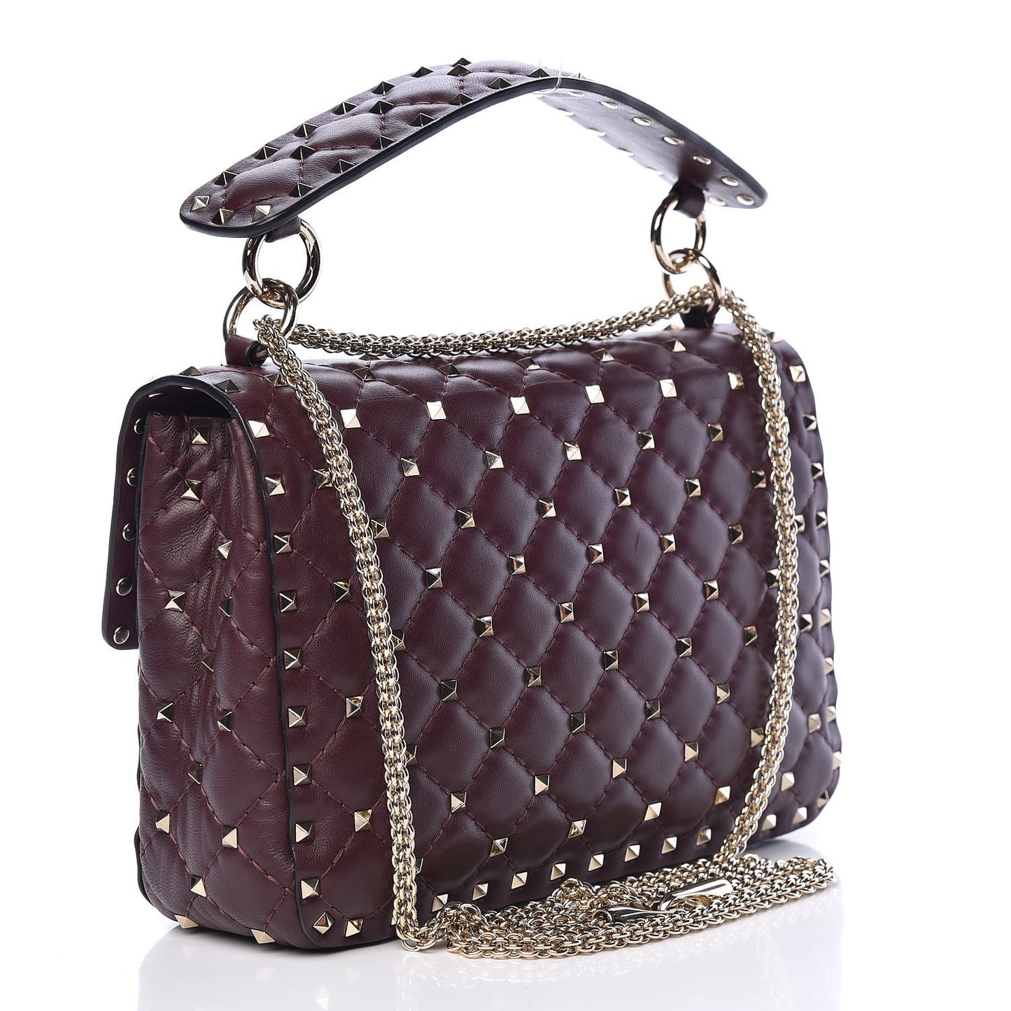Nappa Medium Rockstud Spike Shoulder Bag Rubin