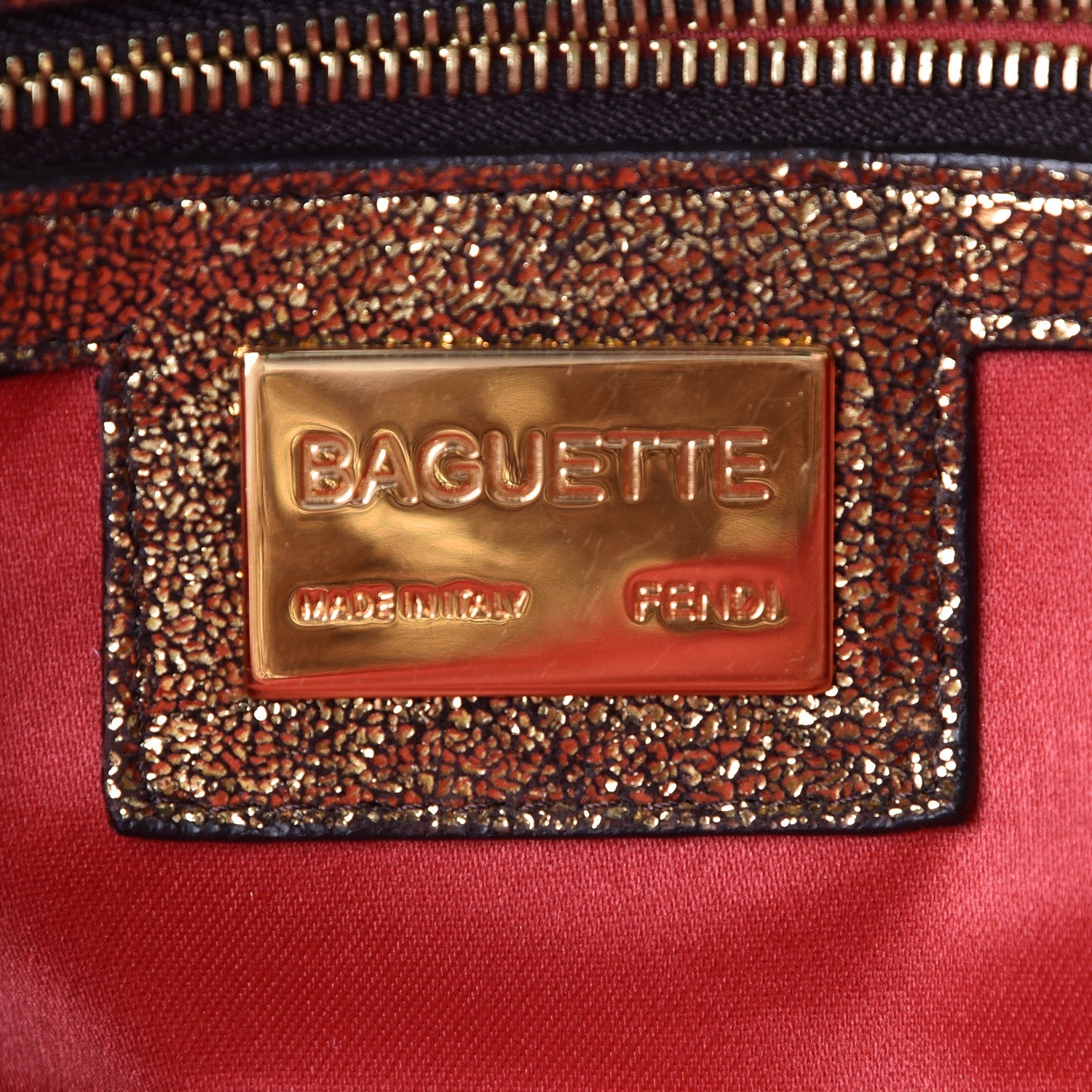 Fendi Metallic Canvas Baguette Gold 6 of 10