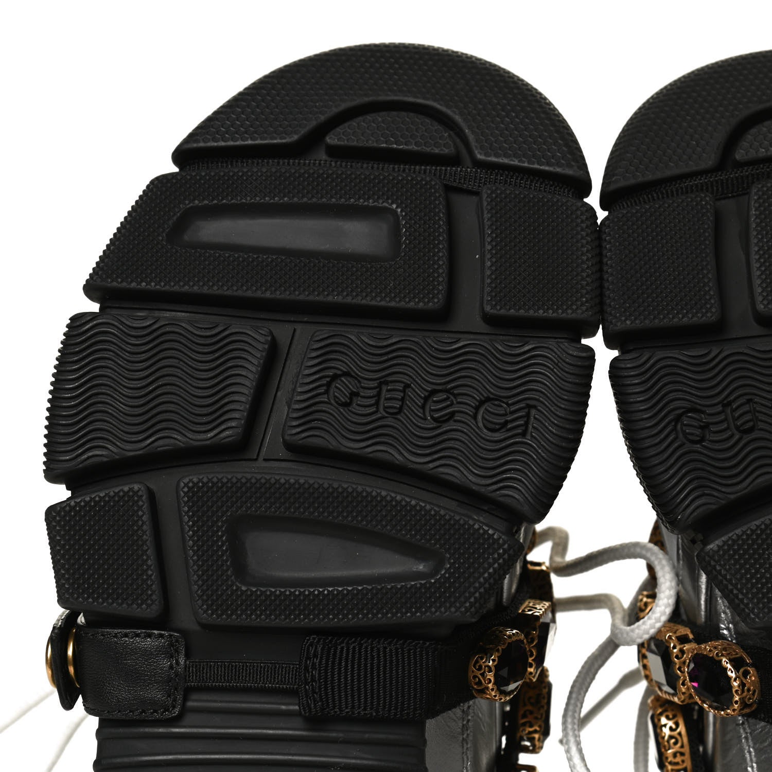 Gucci X SEGA Metallic Calfskin Mesh Removable Crystals Womens Flashtrek Sneakers 36 Silver Black 8 of 10