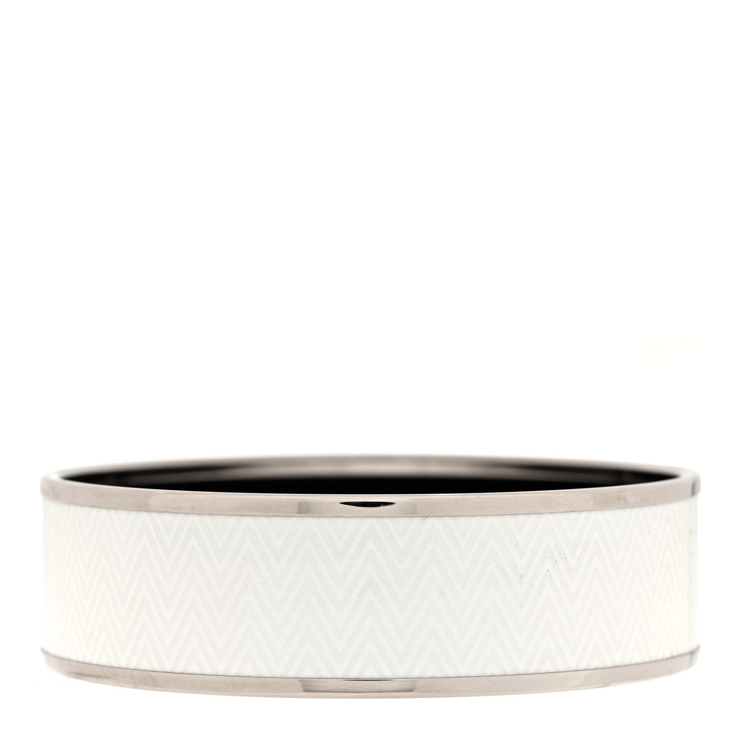 Hermes Enamel Printed Chevron Wide Bracelet 62 White 1 of 4