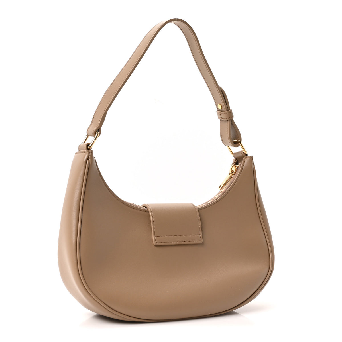 Smooth Calfskin Medium Strap Ava Triomphe Shoulder Bag Smoked Brown