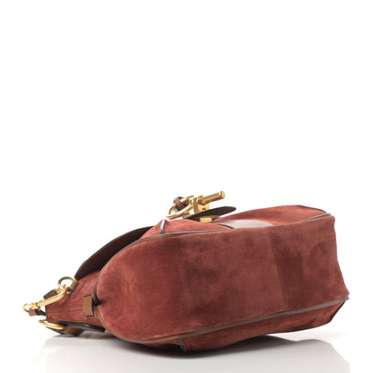 Chloe Suede Studded Small Lexa Shoulder Bag Saffron Red 4 of 13