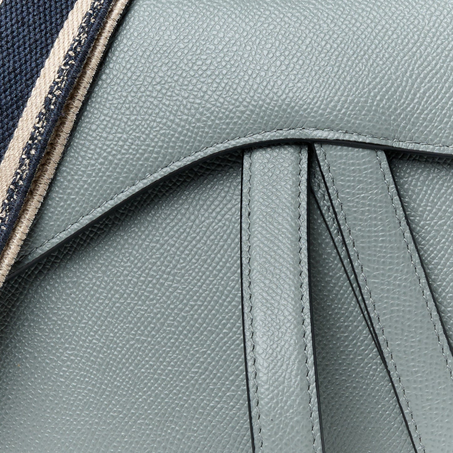 Grained Calfskin Saddle Bag With Strap Stone Grey