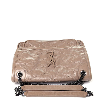 Saint Laurent Crinkled Calfskin Matelasse Monogram Baby Niki Chain Satchel Light Taupe 11 of 13