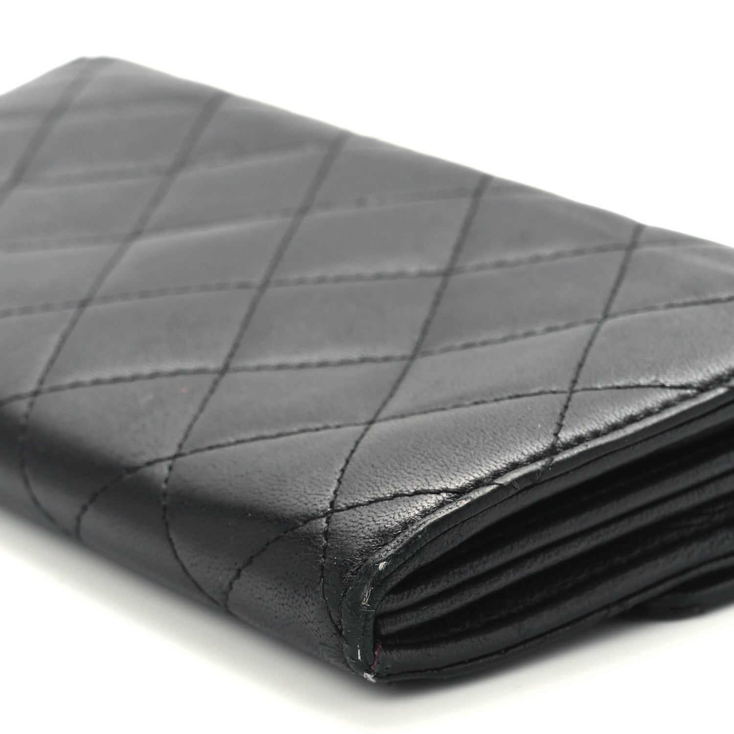 Chanel Lambskin Quilted Large Gusset Flap Wallet Black 12 of 12