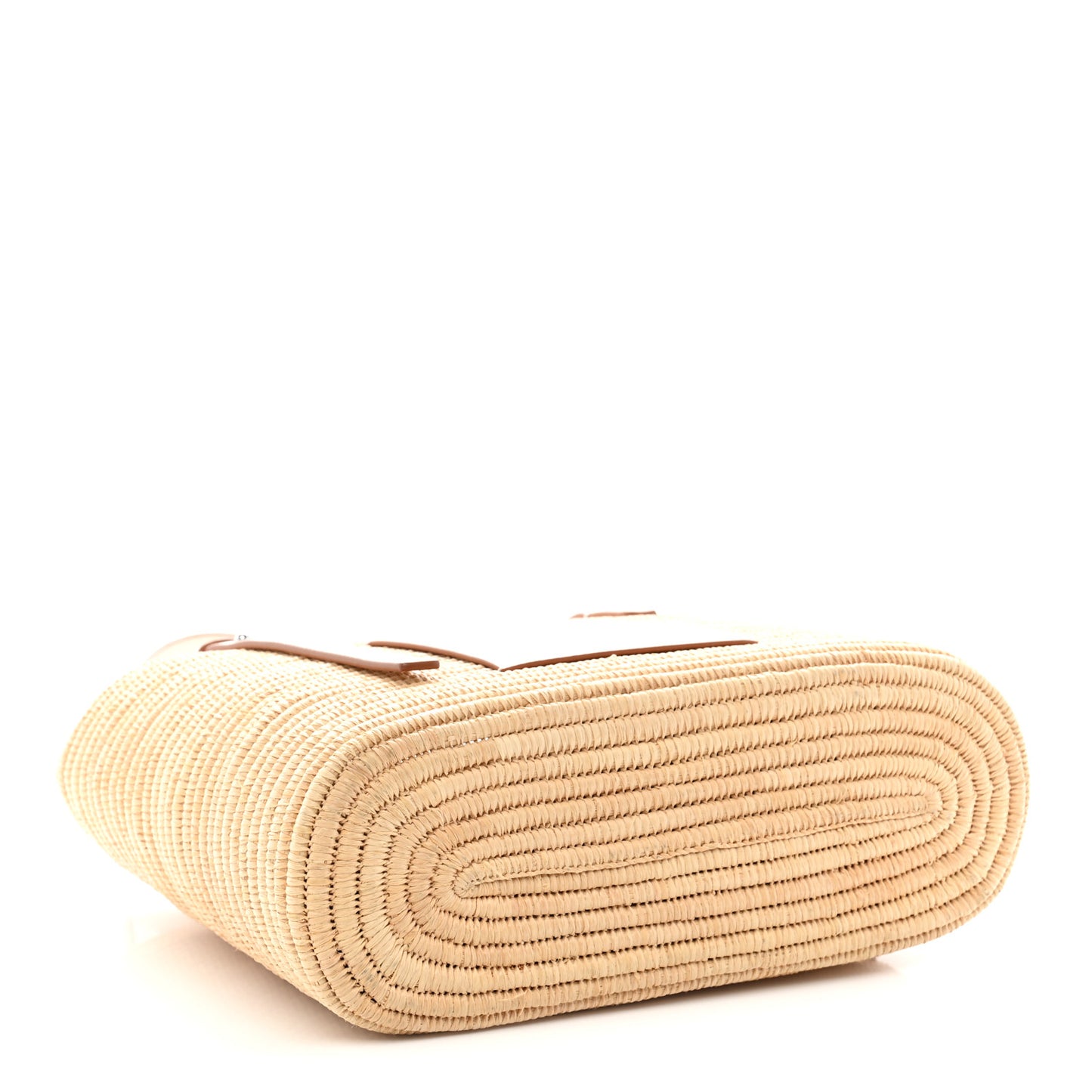 Raffia Square Small Basket Tote Bag Natural White