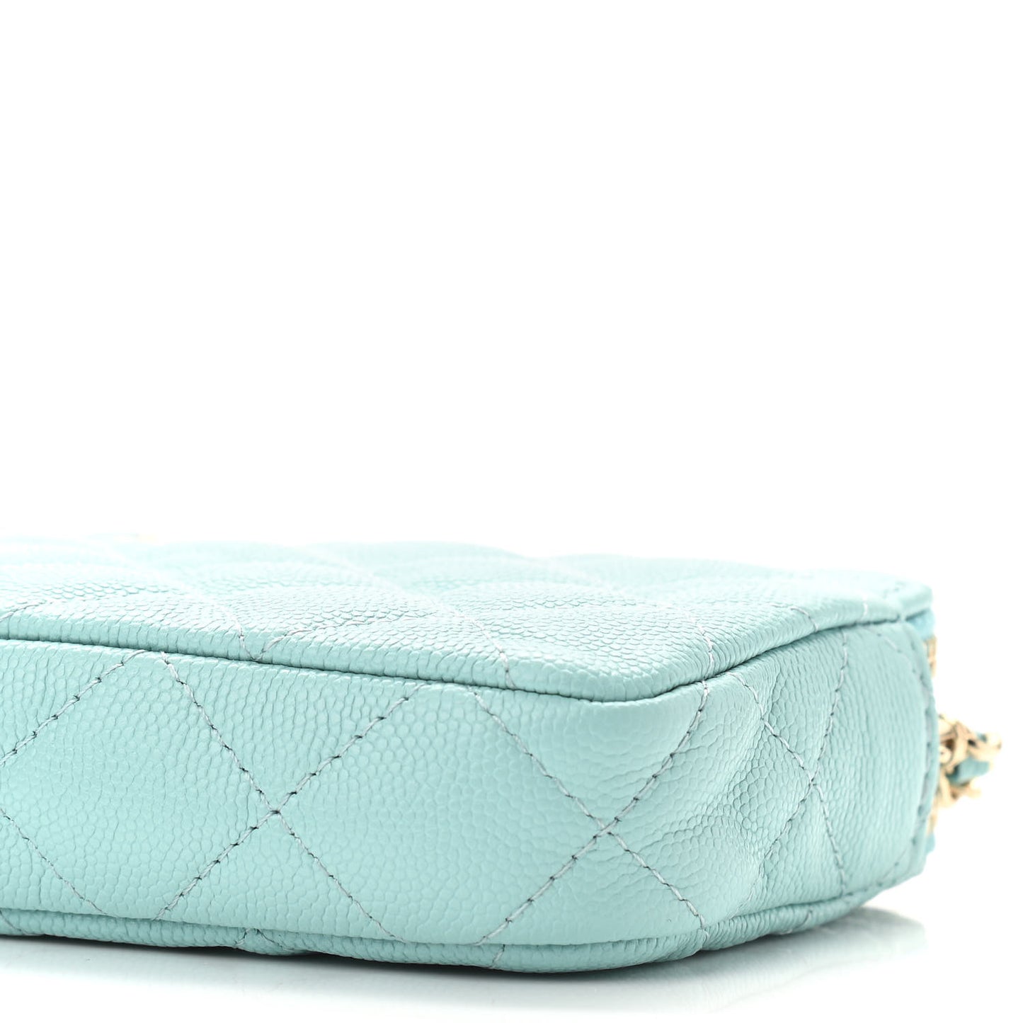 Caviar Quilted Small Clutch With Chain Light Blue