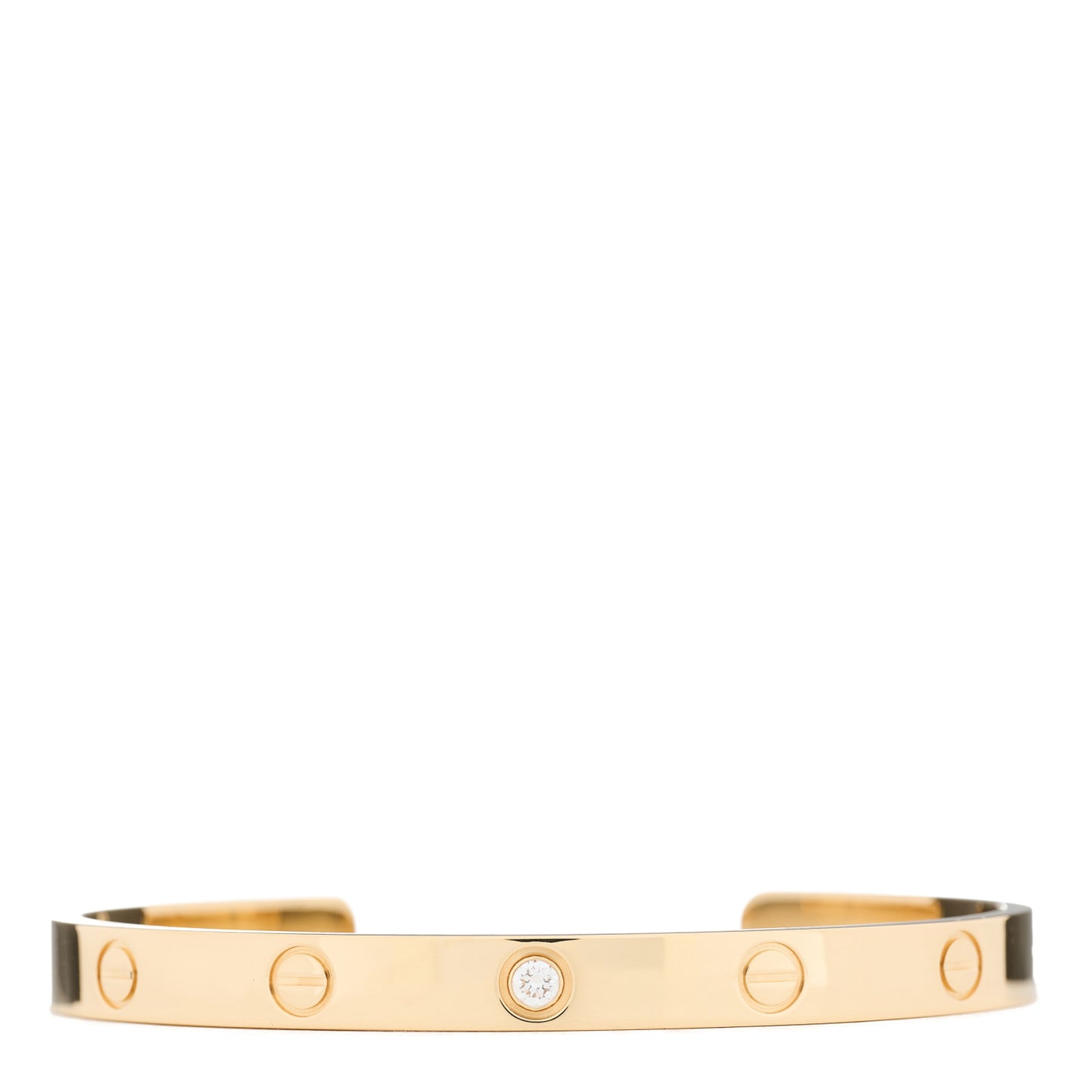 18K Yellow Gold 1 Diamond LOVE Cuff Bracelet 18