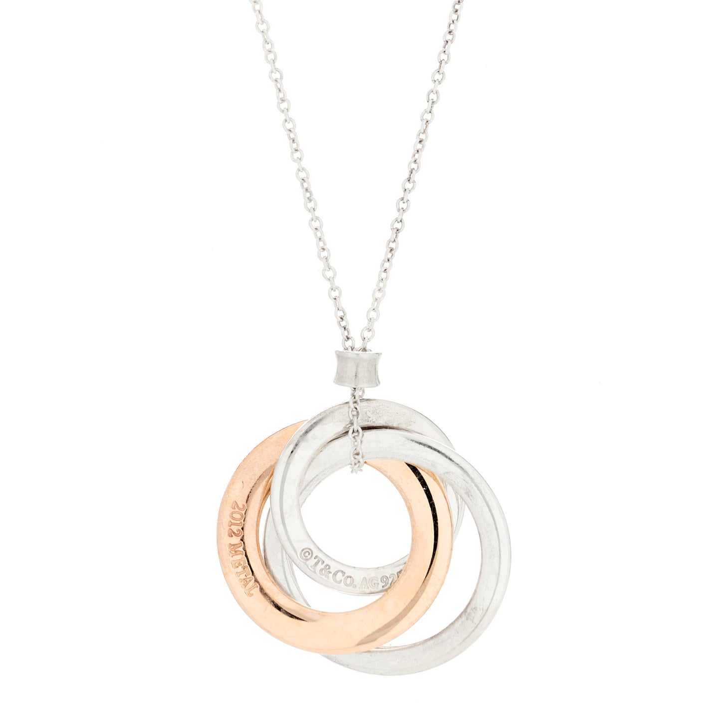 Sterling Silver Rubedo Small Interlocking Circles Pendant Necklace
