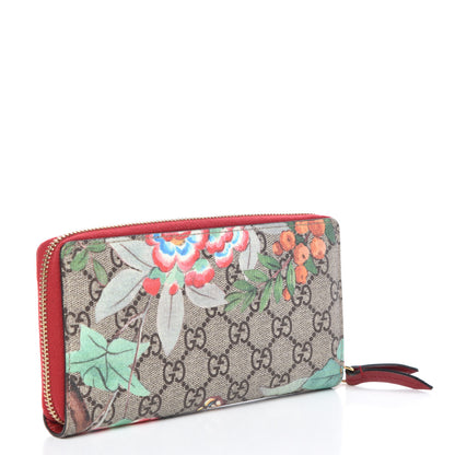 Gucci GG Supreme Monogram Tian Zip Around Wallet Beige Multicolor Red 3 of 8