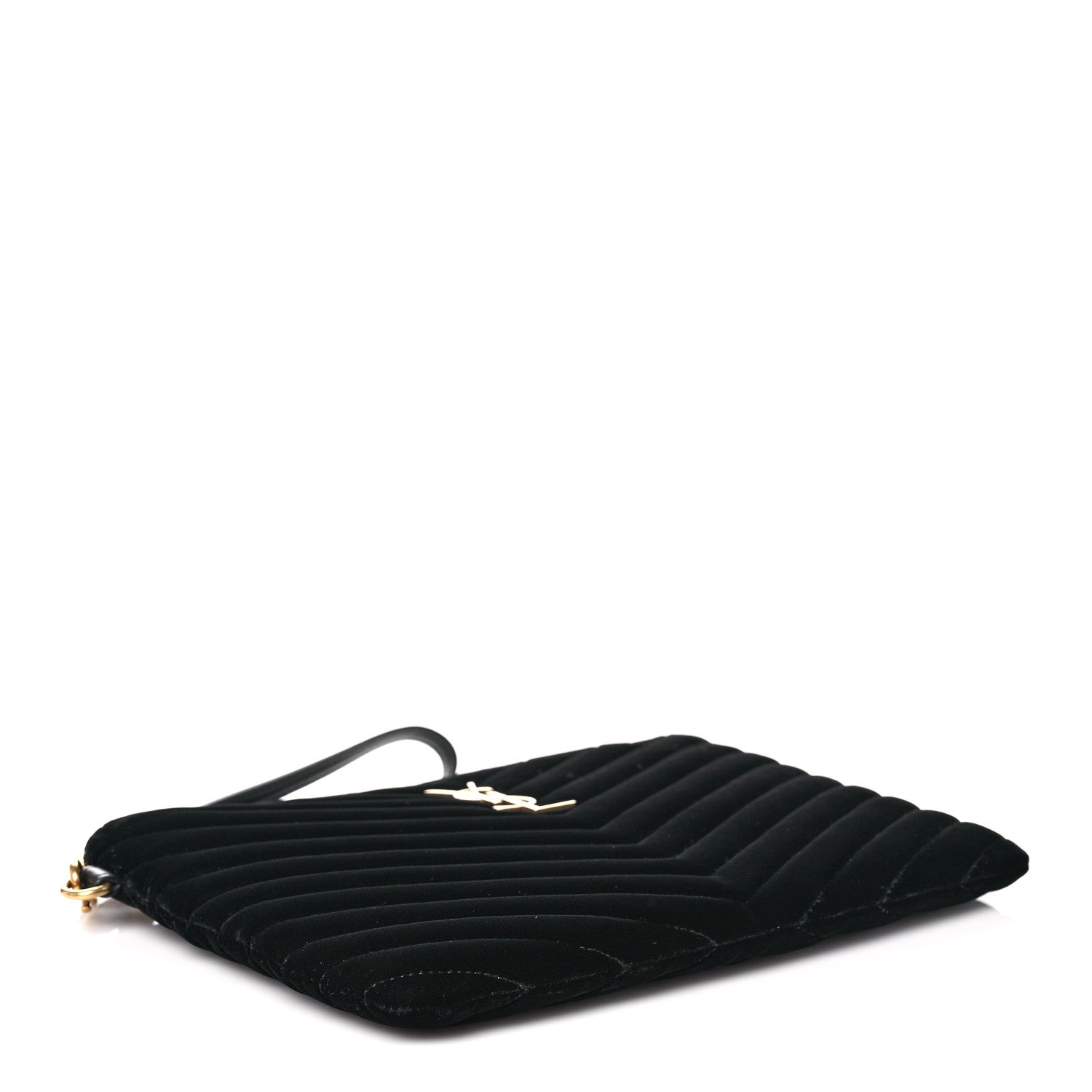 Saint Laurent Velvet Matelasse Chevron Monogram A5 Wristlet Black 4 of 11