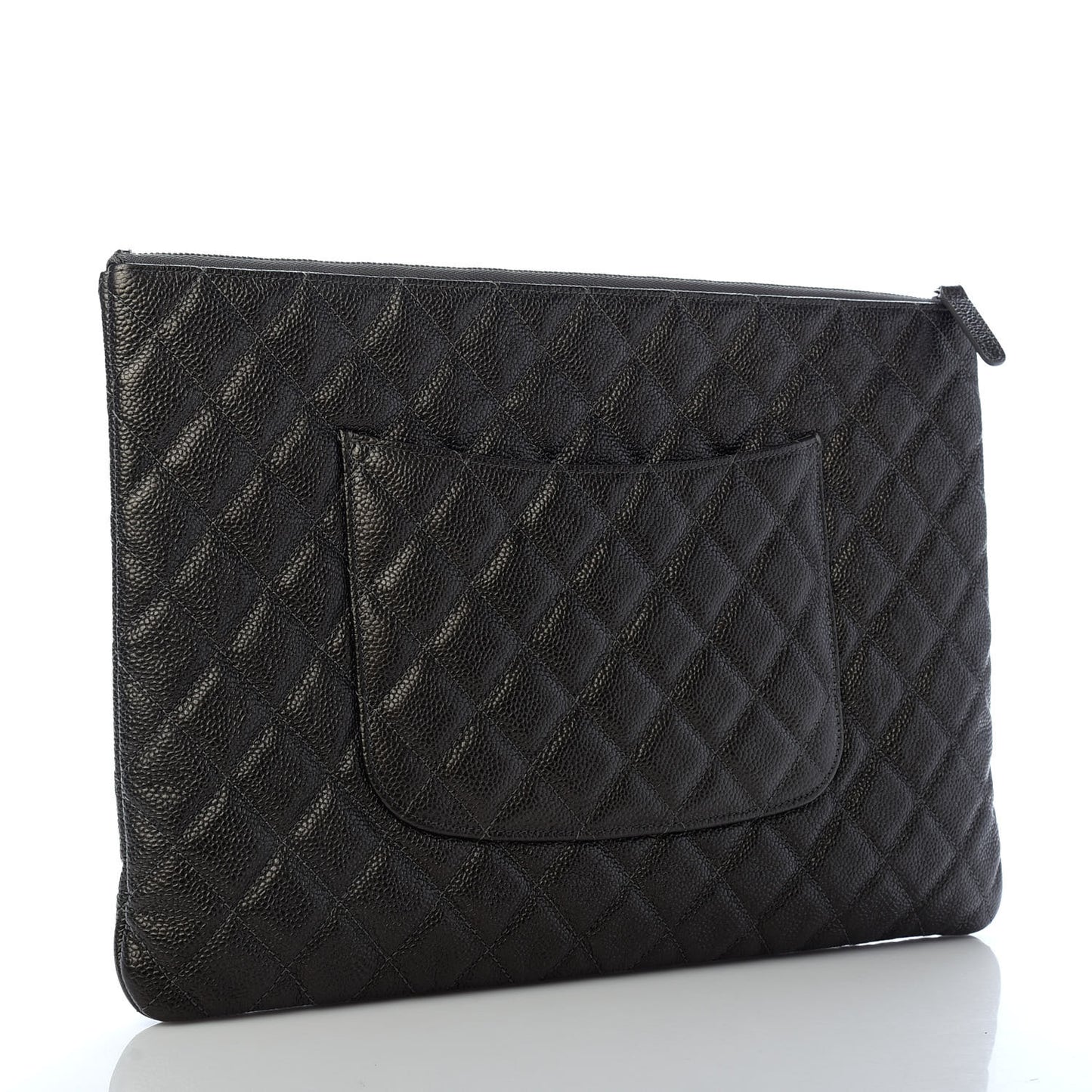 Caviar Quilted Large Cosmetic Case Dark Charcoal