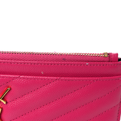 Saint Laurent Grain De Poudre Chevron Monogram Bill Pouch Fresh Fuschia 14 of 14