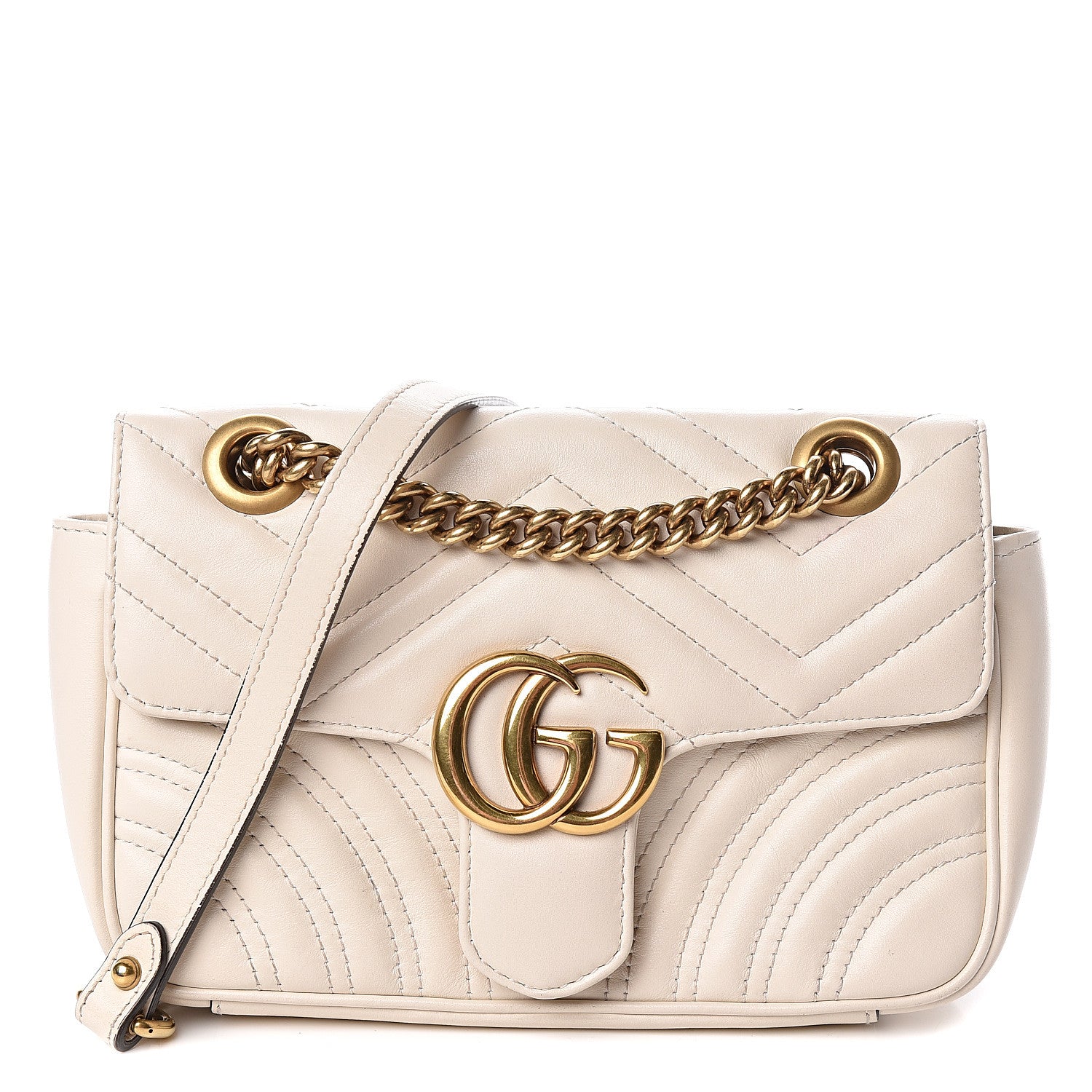 Gucci Calfskin Matelasse Mini GG Marmont Shoulder Bag White 1 of 12