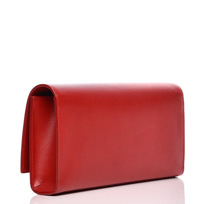 Saint Laurent Grain De Poudre Classic Monogram Clutch Red 3 of 7