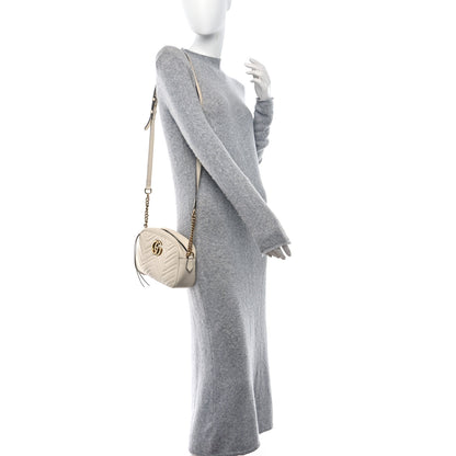 Gucci Calfskin Matelasse Small GG Marmont Chain Shoulder Bag White 2 of 9