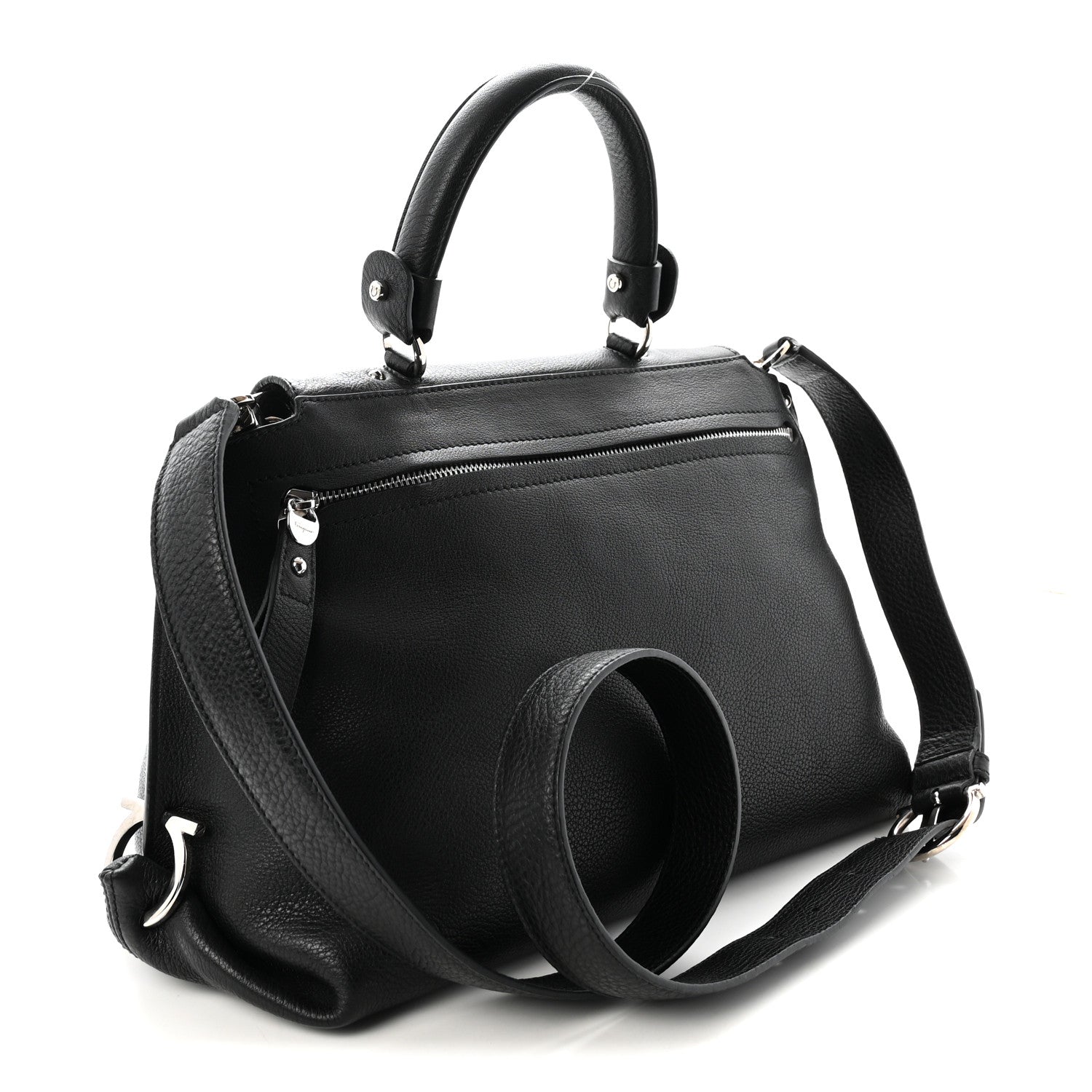 Salvatore Ferragamo Grained Calfskin Sofia Satchel Black 3 of 9