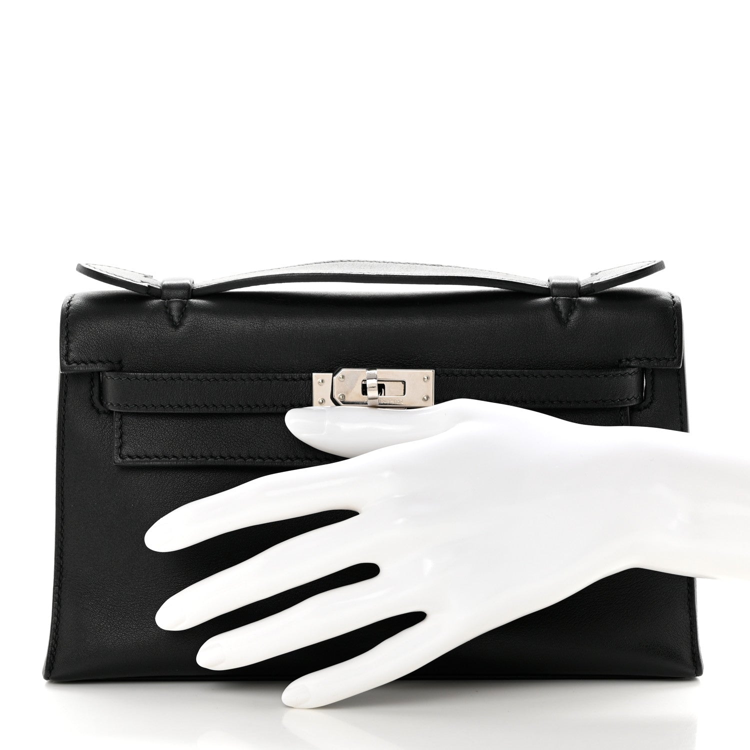 Hermes Swift Kelly Pochette Clutch Black 2 of 12