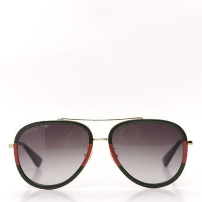 Gucci Web Aviator Sunglasses GG0062S Green Red 2 of 8