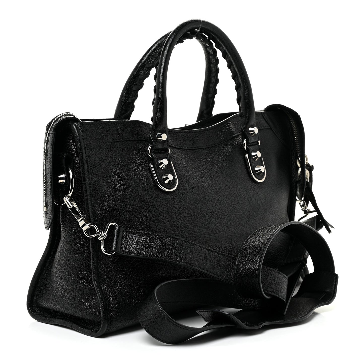 Chevre Silver Metallic Edge Hardware S City Black