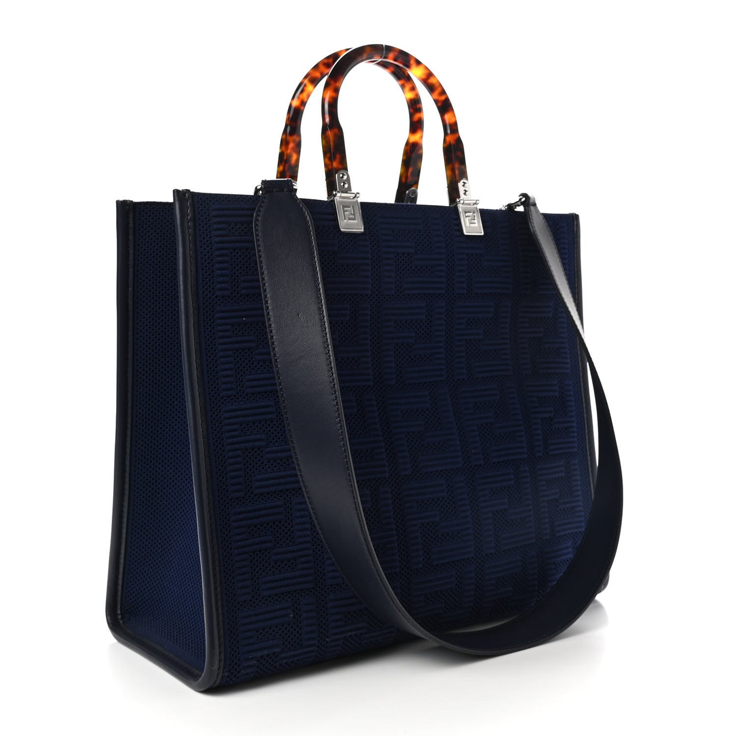 Technical Fabric Plexiglass FF Medium Fendi Sunshine Shopper Tote Marino