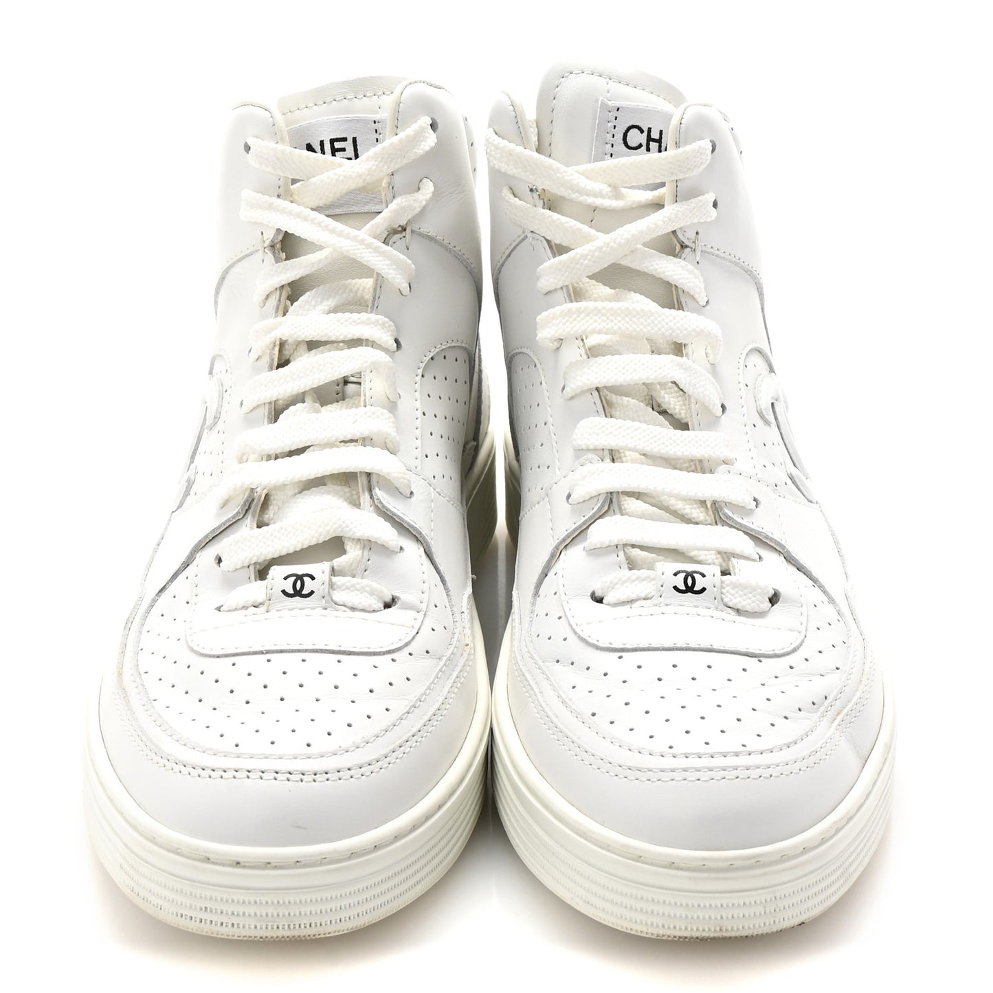 Calfskin CC High Top Sneaker 38.5 White